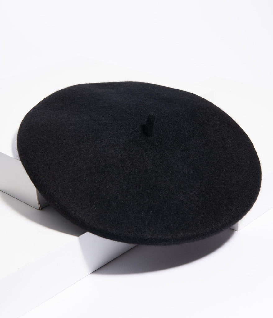 Mon Amour Beret x  Unique Vintage in Black - Lulabites