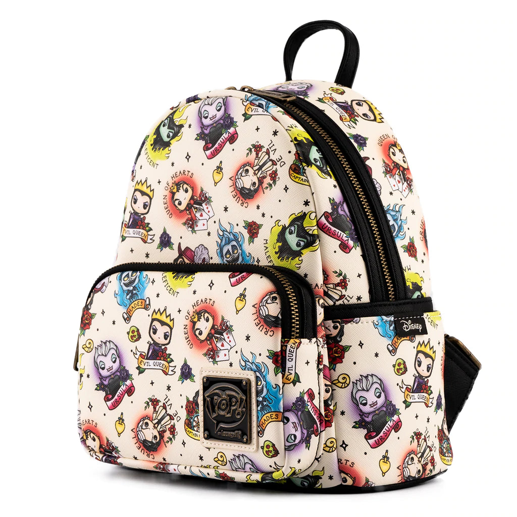 Pop By Loungefly Disney Villains Tattoo AOP Mini Backpack