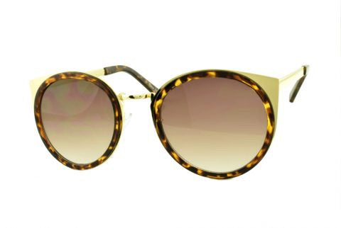 Round Cat Sunglasses in Gold/Tortoise - Lulabites