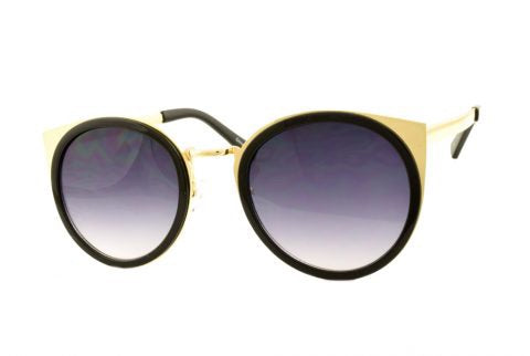 Round Cat Sunglasses in Gold/Black - Lulabites